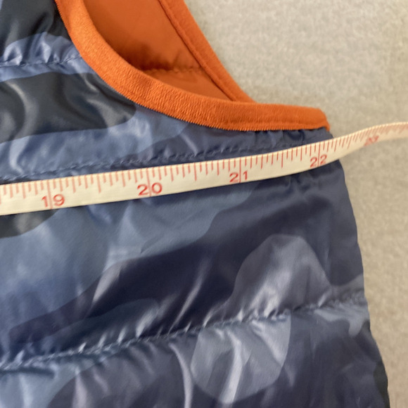 Michael Kors Mens Large Reversible Blue Camo & Orange Down Vest - Picture 10 of 11